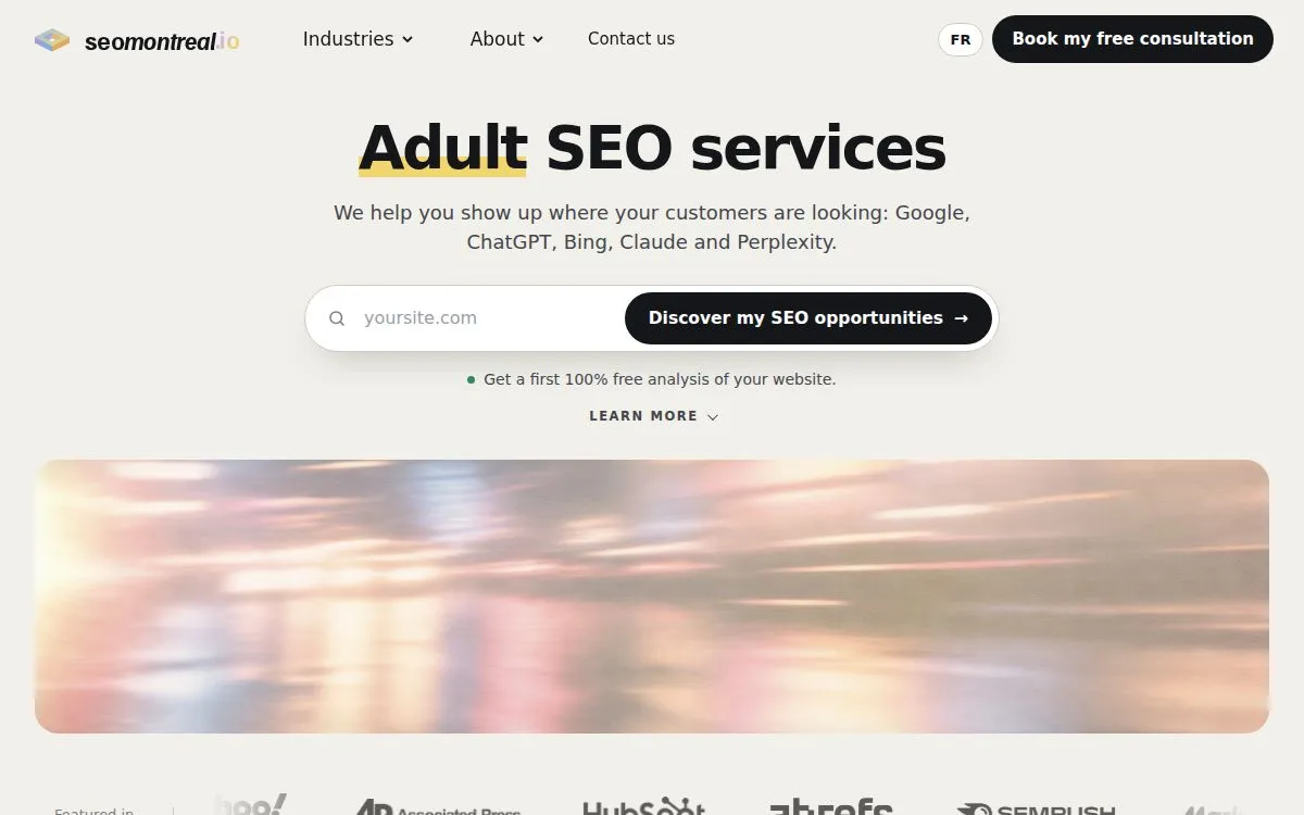 SEO Montreal: the measured page, above the fold, captured 2026-09-18
