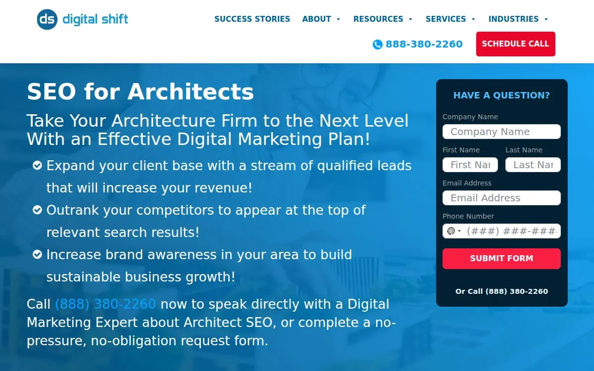 Digital Shift: the measured page, above the fold, captured 2026-09-19