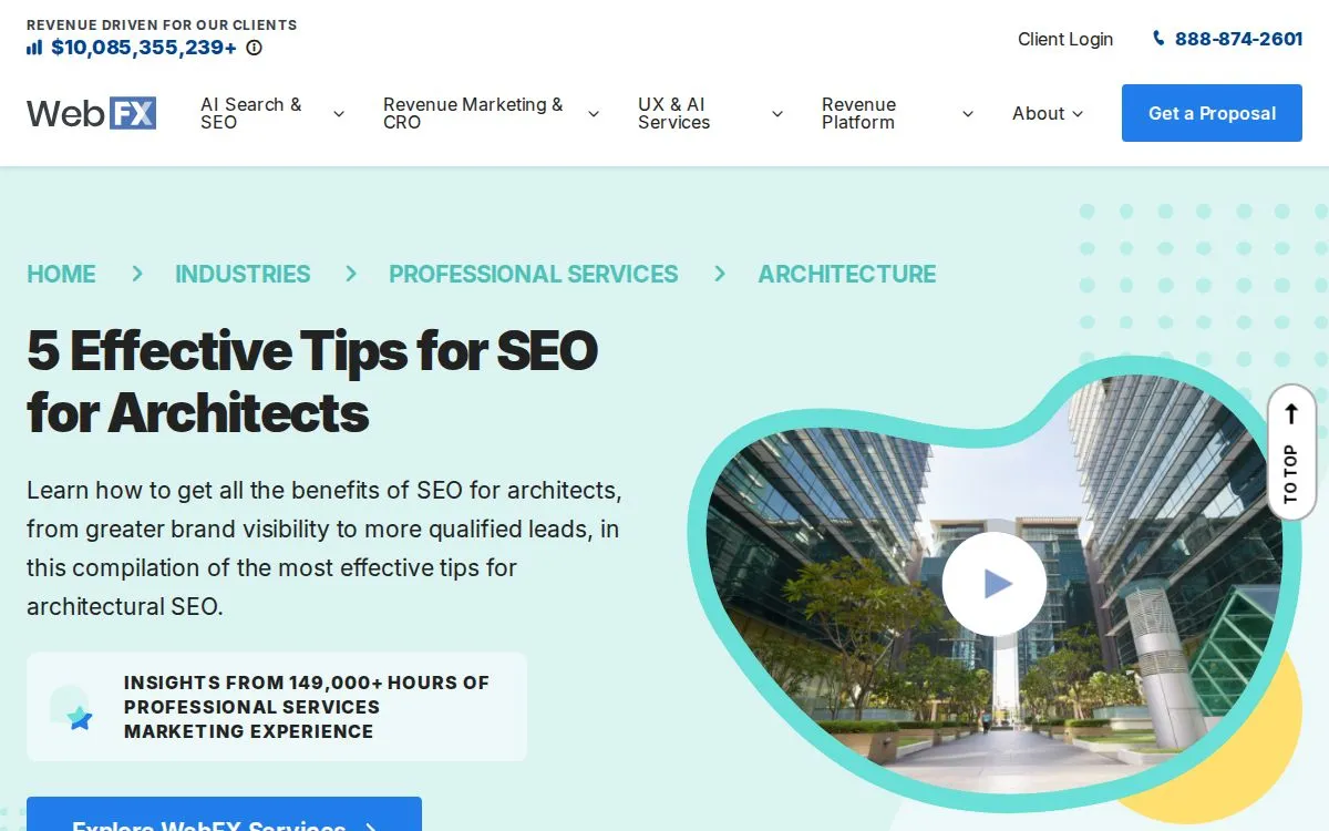 WebFX: the measured page, above the fold, captured 2026-09-19