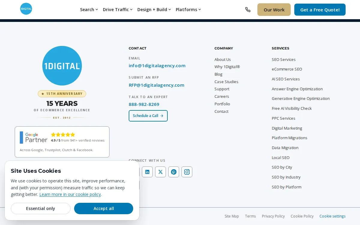 1Digital Agency: the measured page, above the fold, captured 2026-09-18