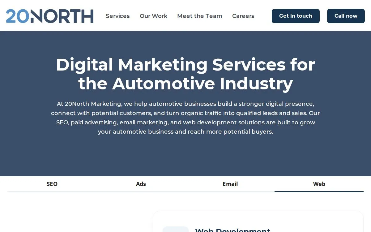 20North Marketing: the measured page, above the fold, captured 2026-09-18