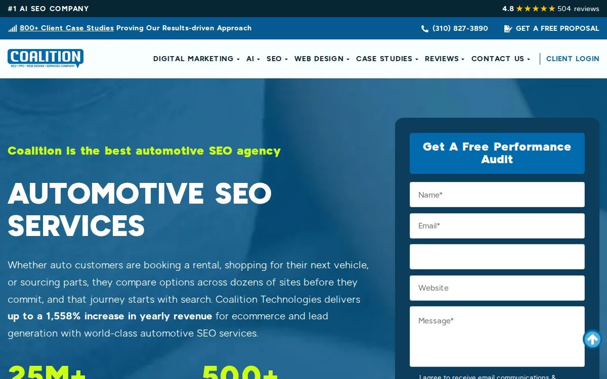 Coalition Technologies: the measured page, above the fold, captured 2026-09-18