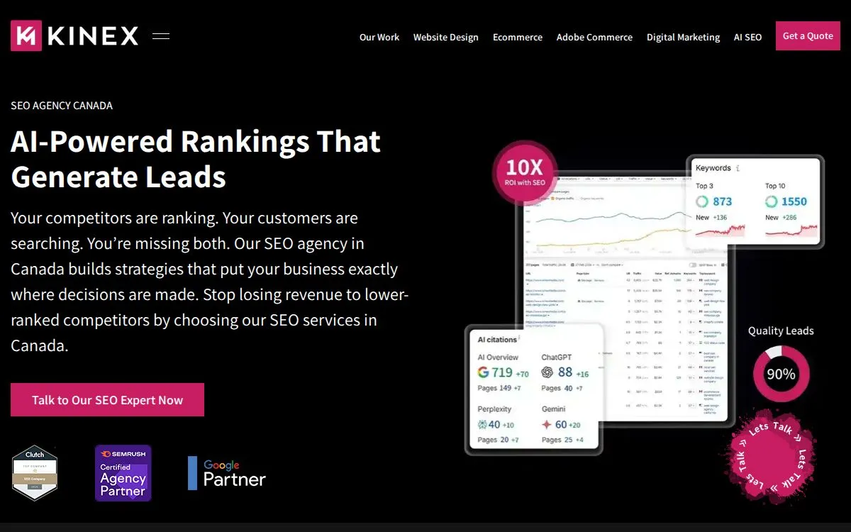 Kinex Media Inc.: the measured page, above the fold, captured 2026-09-17
