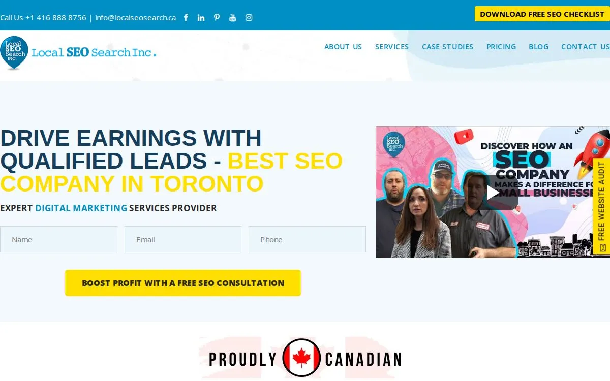 Local SEO Search Inc.: the measured page, above the fold, captured 2026-09-17