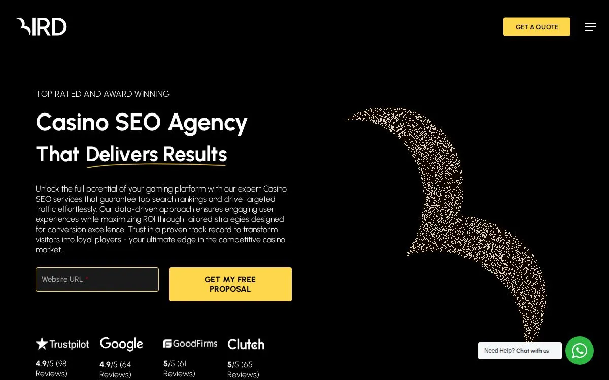 Bird Marketing: the measured page, above the fold, captured 2026-09-18