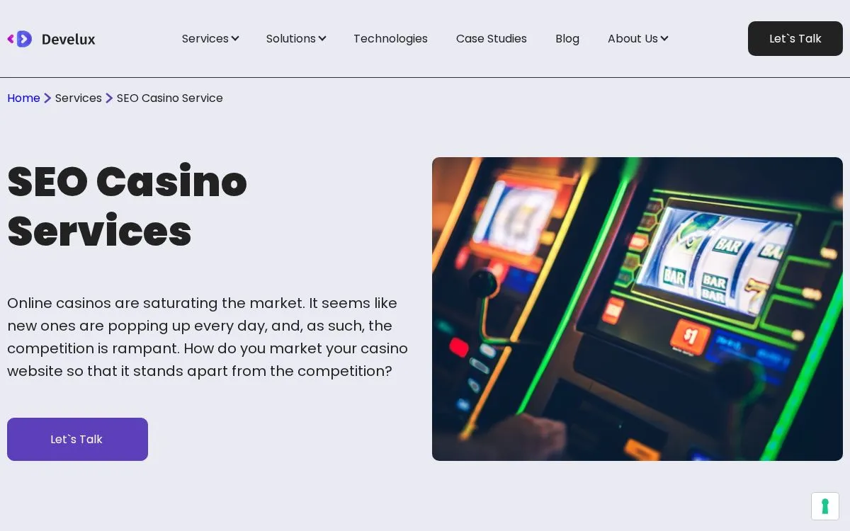 Develux: the measured page, above the fold, captured 2026-09-18