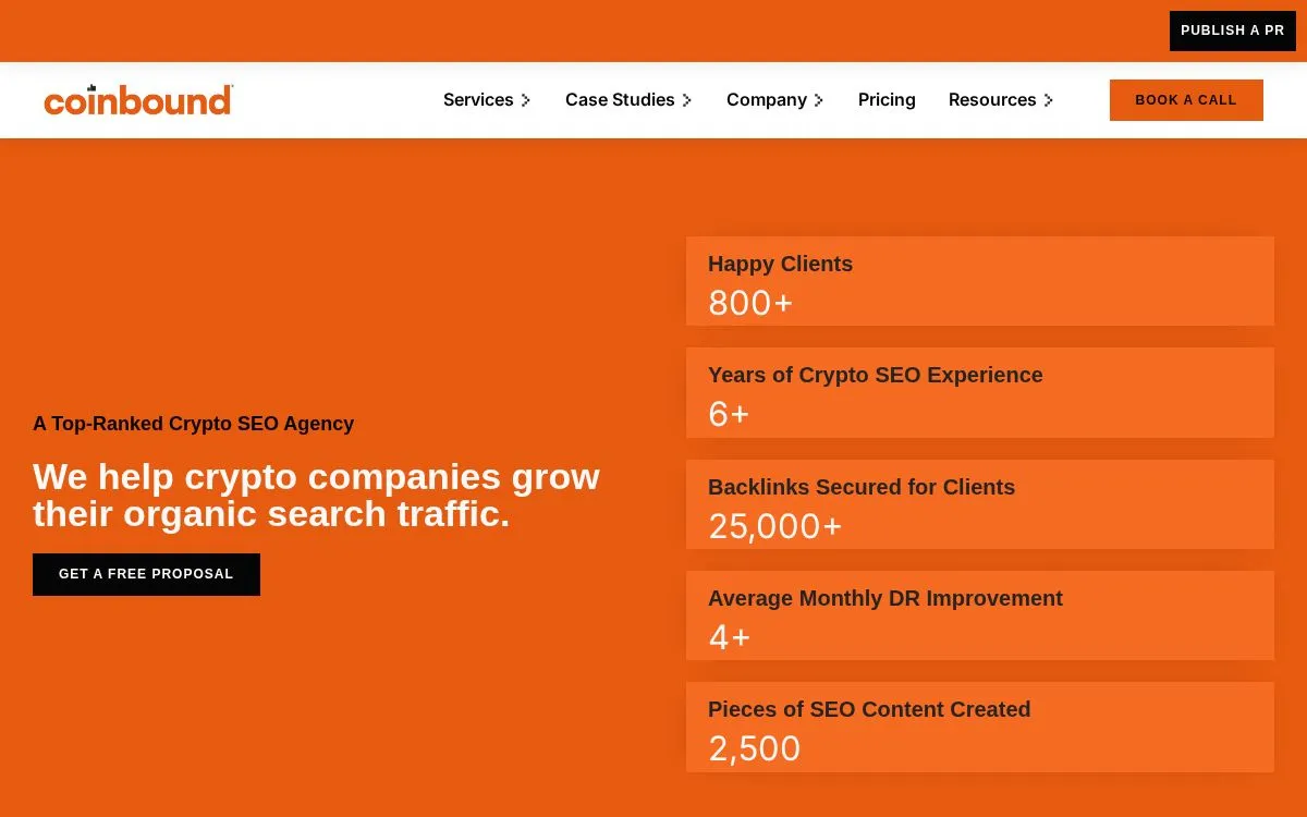 Coinbound: the measured page, above the fold, captured 2026-09-20
