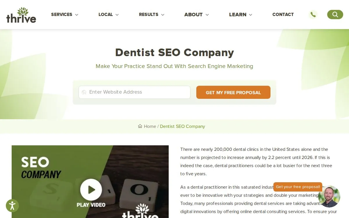 Thrive Internet Marketing Agency: the measured page, above the fold, captured 2026-09-17