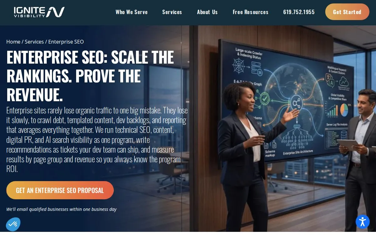 Ignite Visibility: the measured page, above the fold, captured 2026-09-22