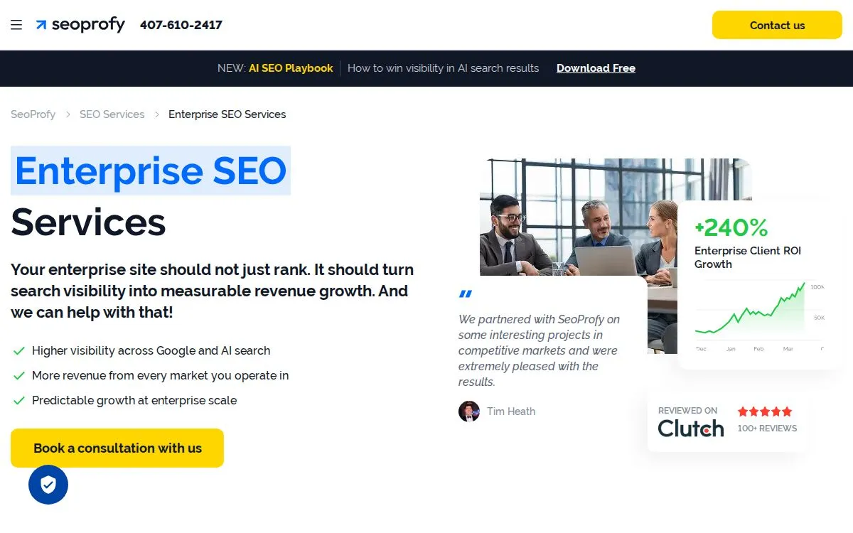 SeoProfy: the measured page, above the fold, captured 2026-09-22
