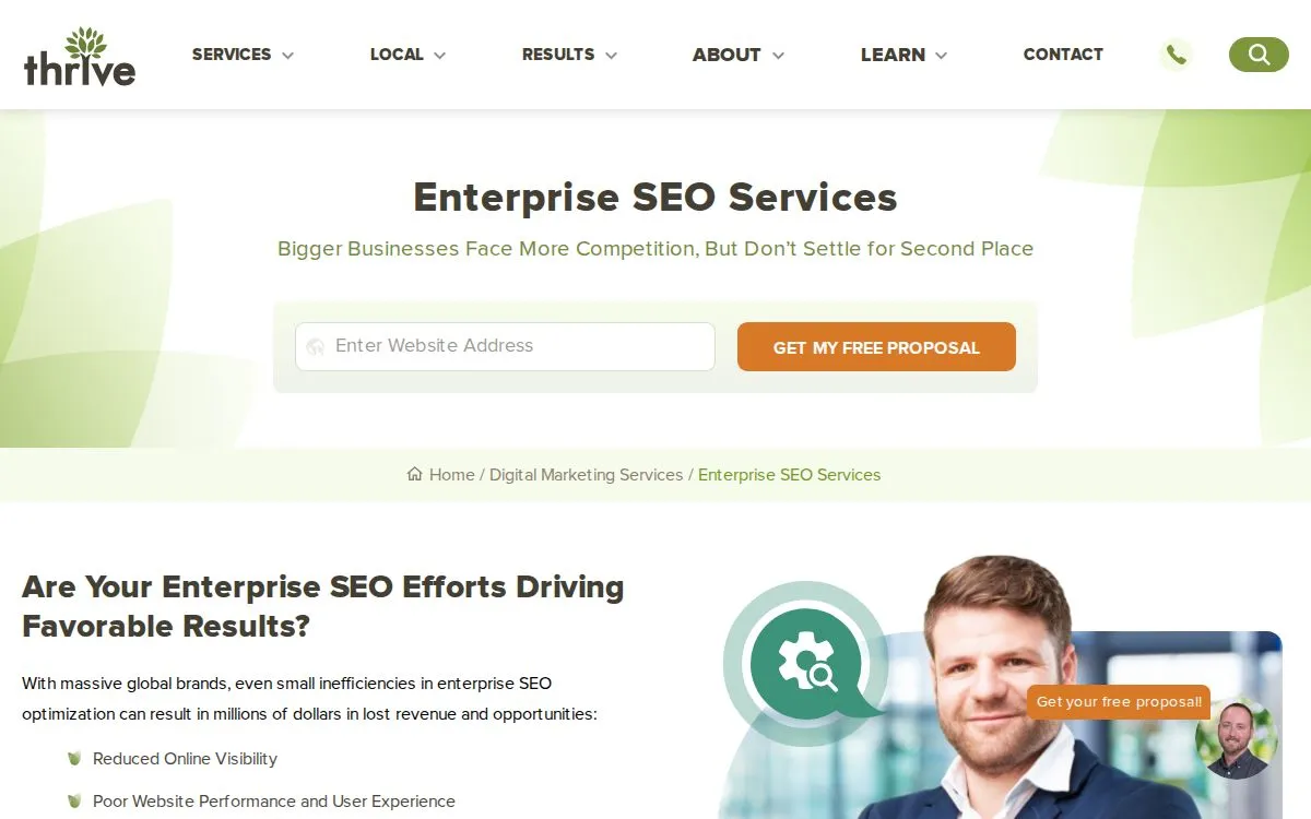 Thrive Internet Marketing Agency: the measured page, above the fold, captured 2026-09-22