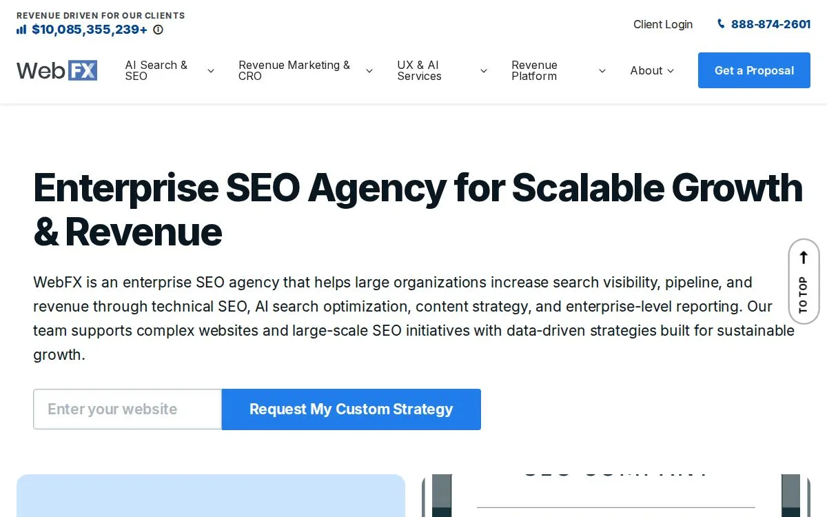 WebFX: the measured page, above the fold, captured 2026-09-22