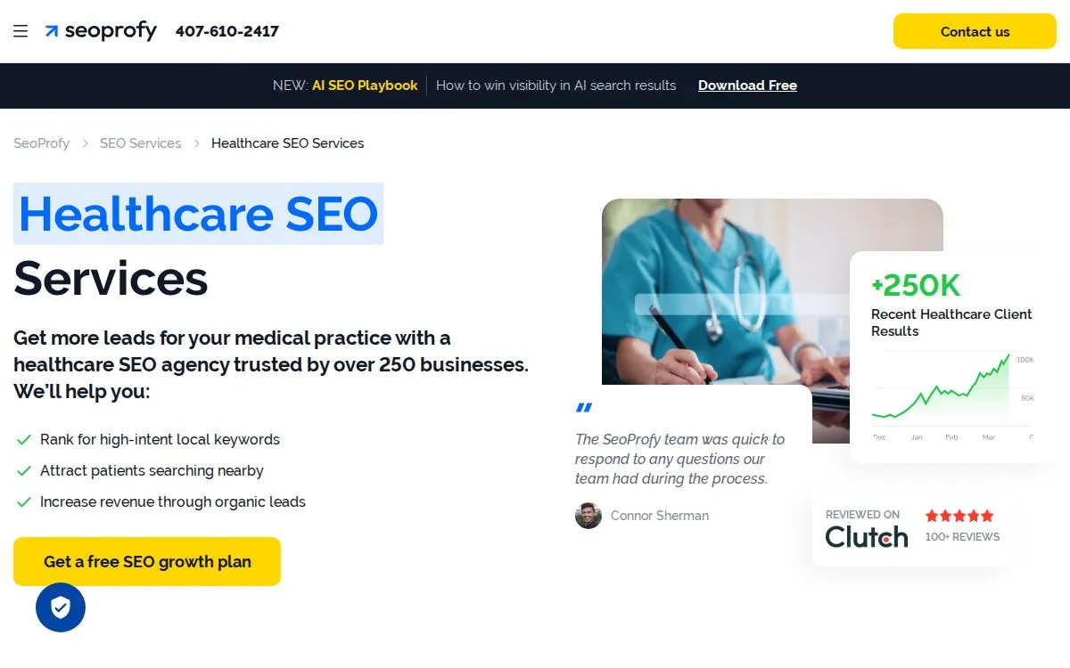 SeoProfy: the measured page, above the fold, captured 2026-09-18