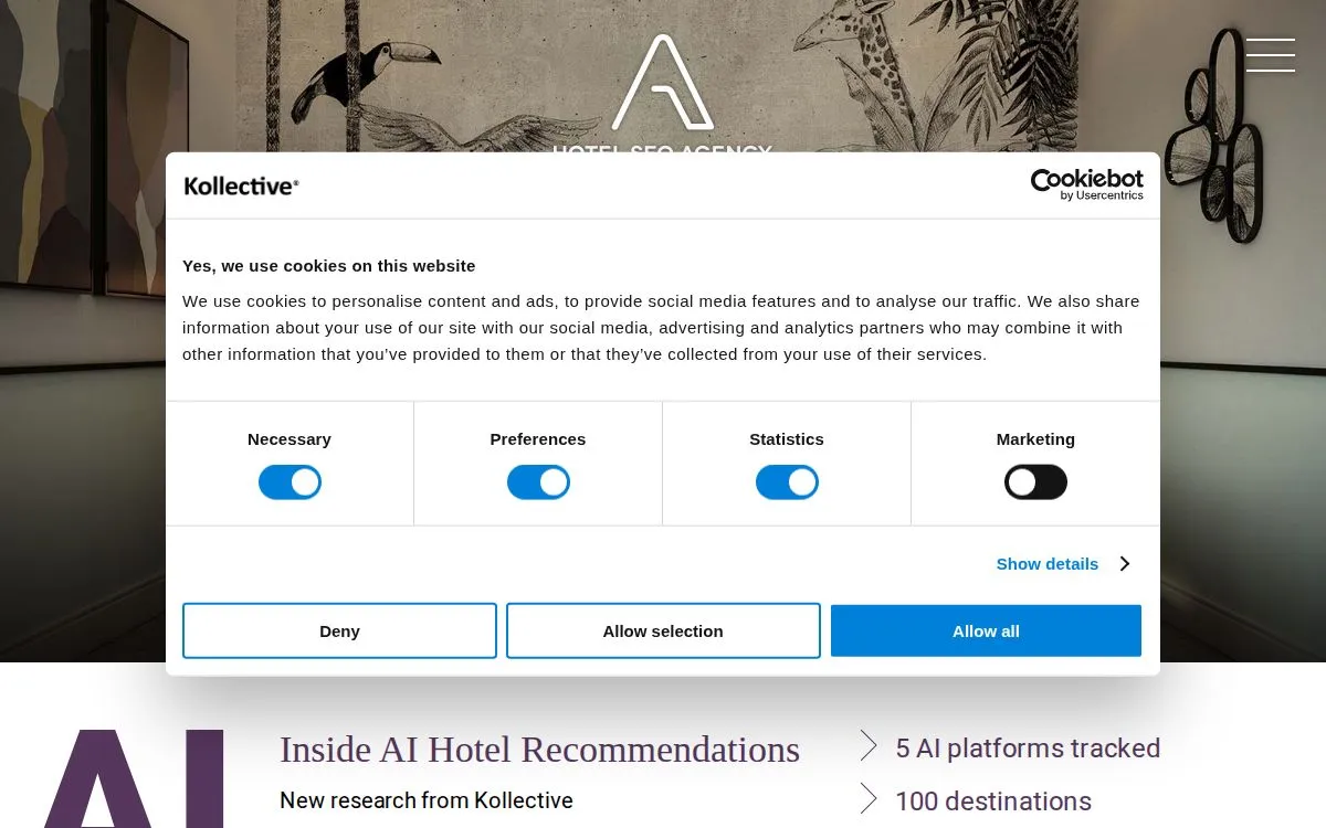 The Hotel SEO Agency: the measured page, above the fold, captured 2026-09-18