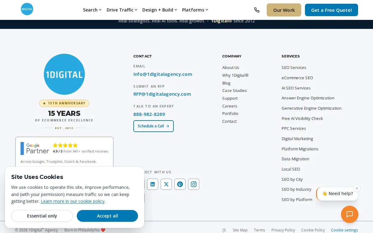 1Digital Agency: la página medida, por encima del pliegue, capturada el 23 de septiembre de 2026