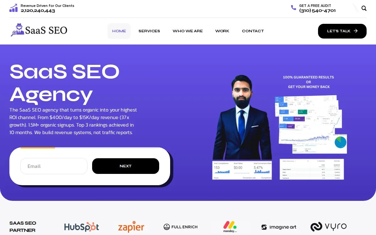 SaaS SEO: the measured page, above the fold, captured 2026-09-23