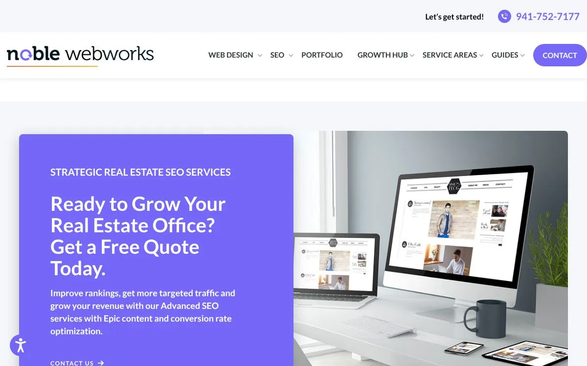 Noble Webworks: the measured page, above the fold, captured 2026-10-02