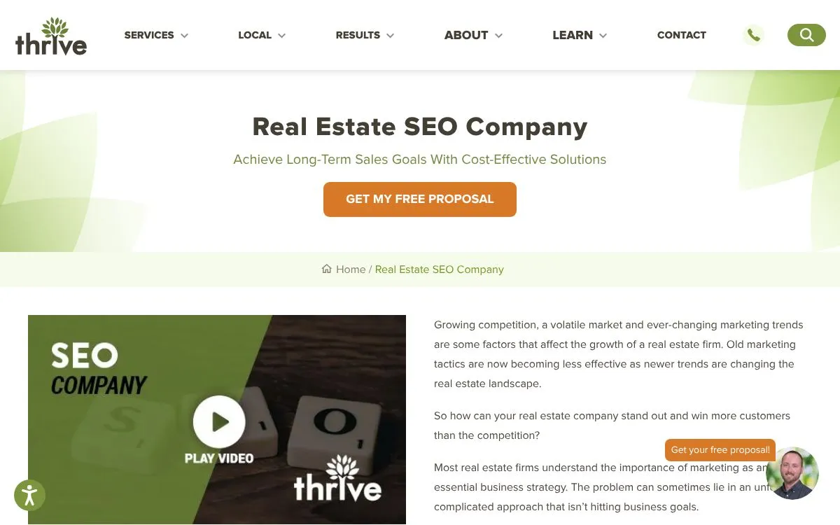 Thrive Internet Marketing Agency: the measured page, above the fold, captured 2026-10-02